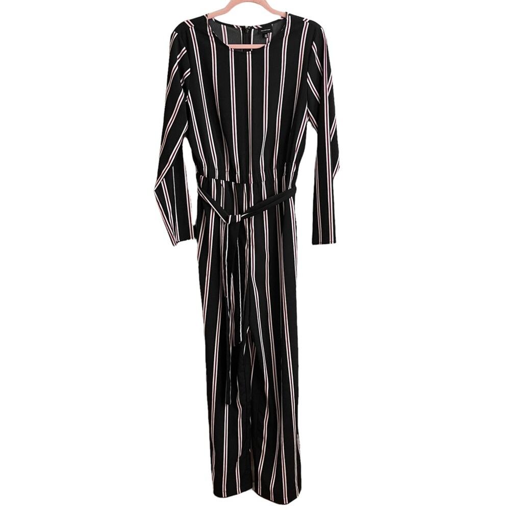 Who What Wear Striped Navy and Red Jumpsuit
